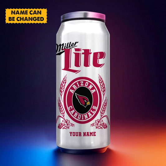 Arizona Cardinals NFL Team Mix MilterLite Beer Can Tumbler Custom Any Name Gifts For Fan