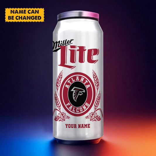 Atlanta Falcons NFL Team Mix MilterLite Beer Can Tumbler Custom Any Name Gifts For Fan