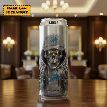 Detroit Lions NFL Skull Can Tumbler Personalized Name Gift