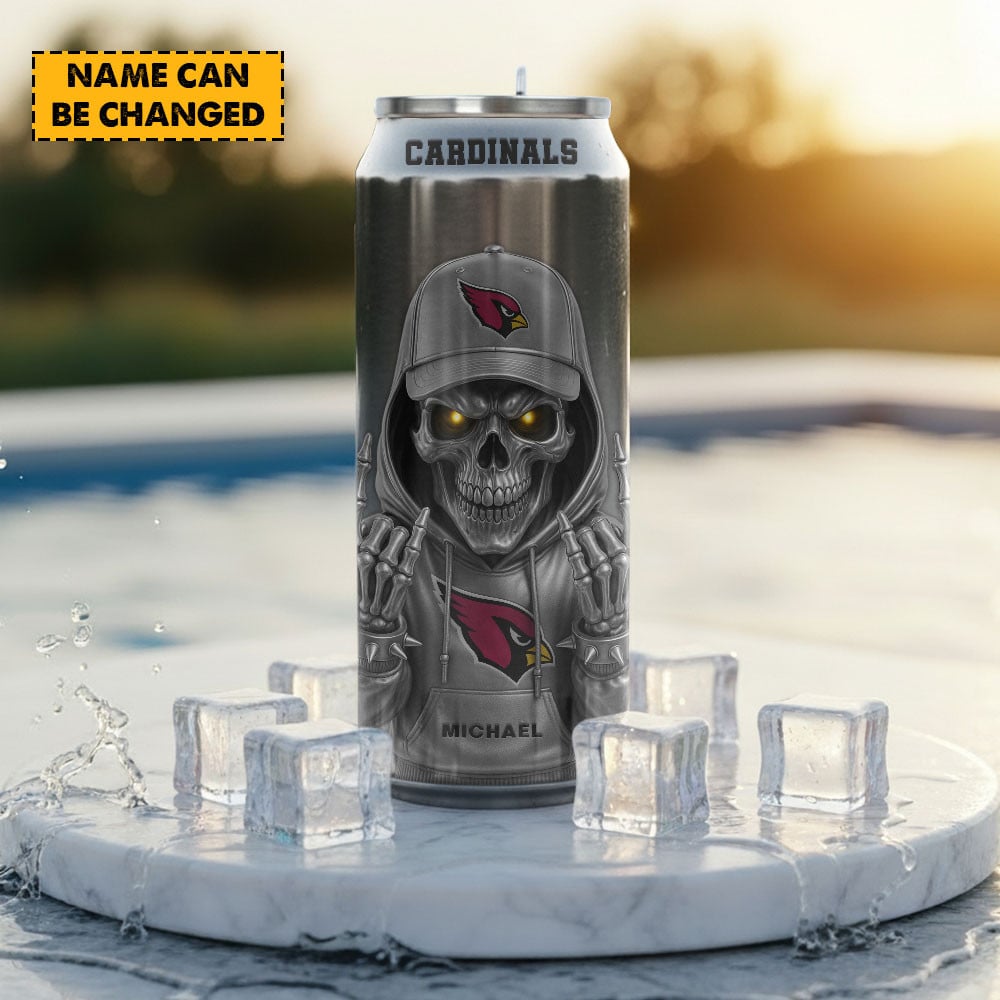Arizona Cardinals NFL Skull Can Tumbler Personalized Name Gift