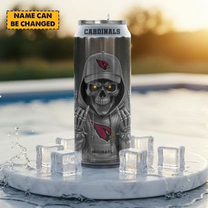 Arizona Cardinals NFL Skull Can Tumbler Personalized Name Gift
