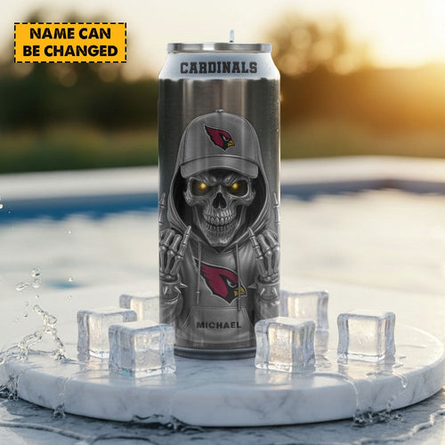 Arizona Cardinals NFL Skull Can Tumbler Personalized Name Gift