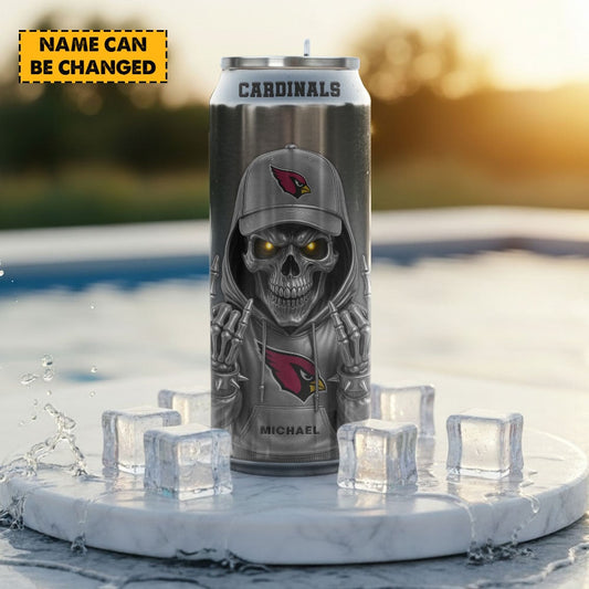 Arizona Cardinals NFL Skull Can Tumbler Personalized Name Gift