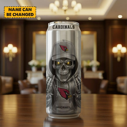 Arizona Cardinals NFL Skull Can Tumbler Personalized Name Gift