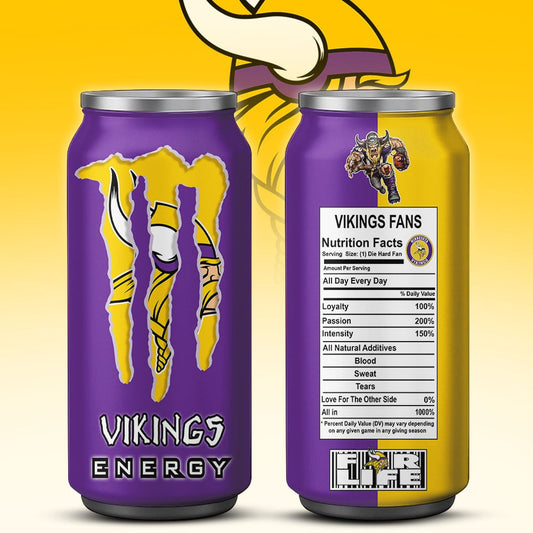 Minnesota Vikings Monster Energy x NFL – Tumbler Gift for Fans
