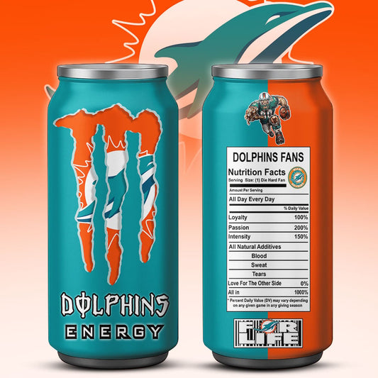 Miami Dolphins Monster Energy x NFL – Tumbler Gift for Fans
