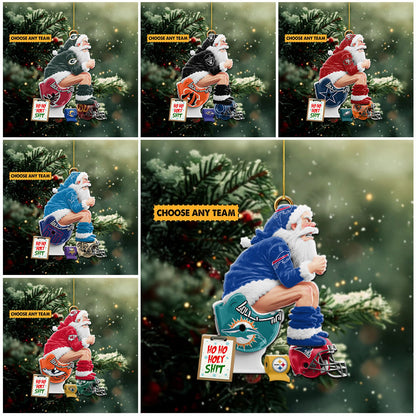 NFL Funny Santa Clause Acrylic Ornament Choose Any Team You Love Gift