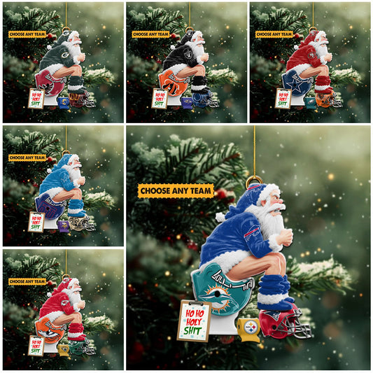 NFL Funny Santa Clause Acrylic Ornament Choose Any Team You Love Gift