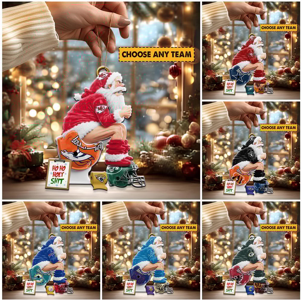 NFL Funny Santa Clause Acrylic Ornament Choose Any Team You Love Gift