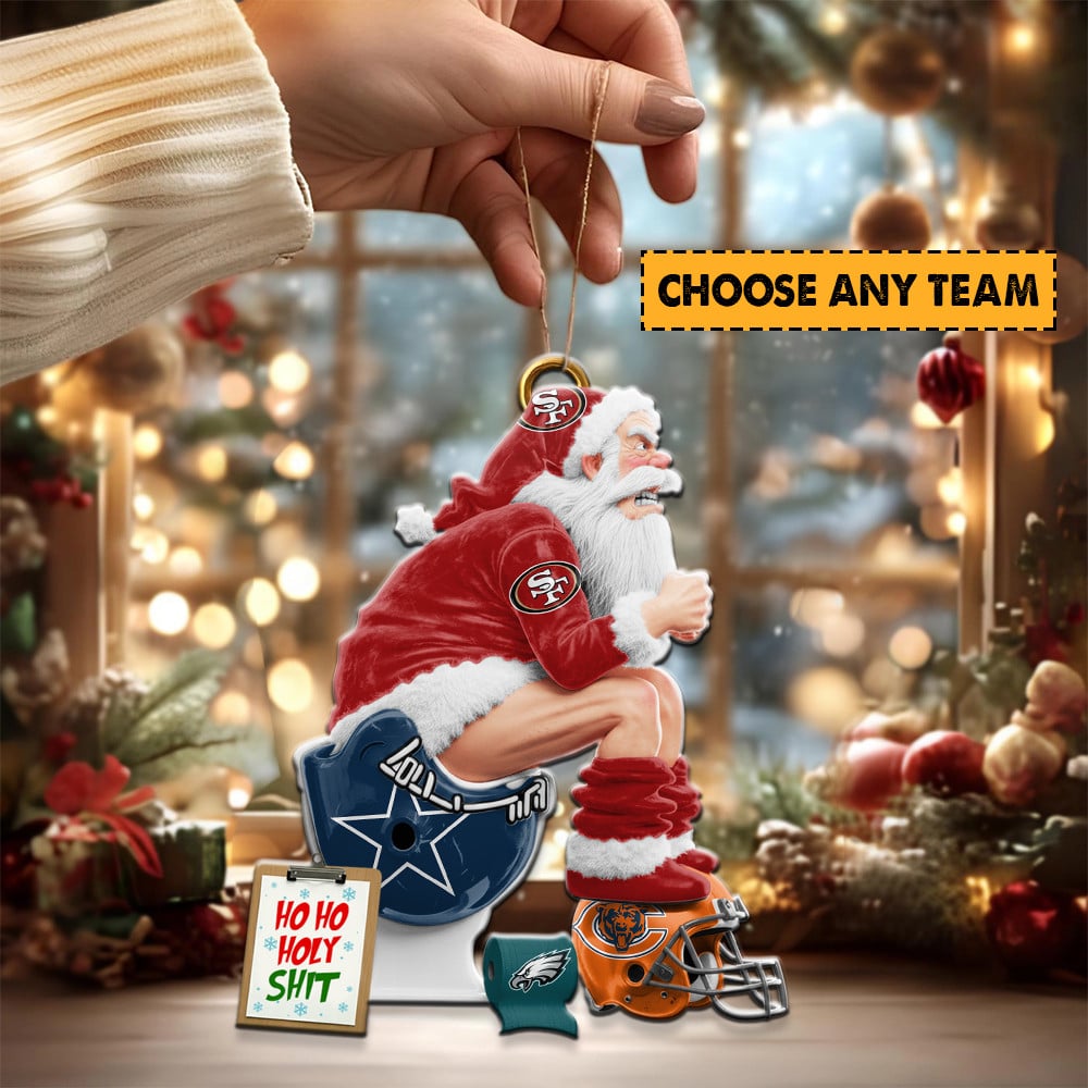 NFL Funny Santa Clause Acrylic Ornament Choose Any Team You Love Gift