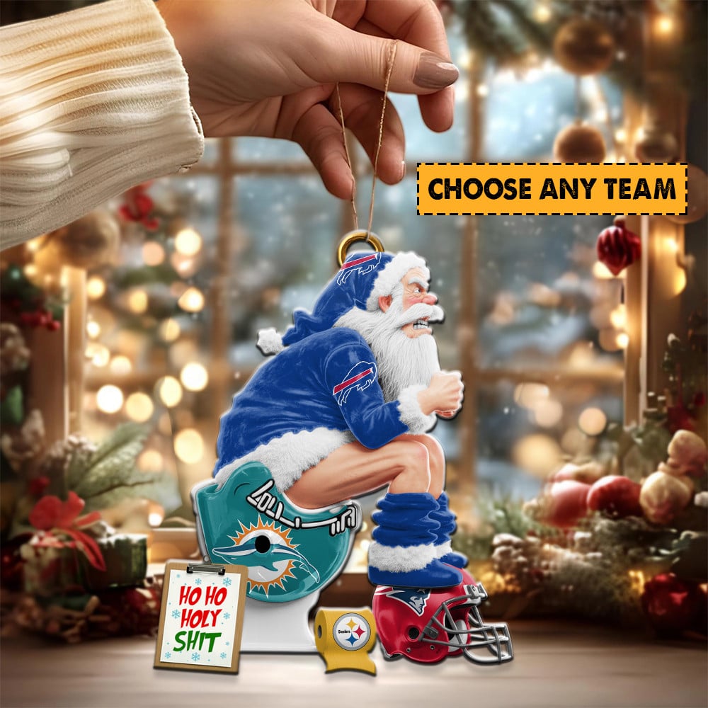 NFL Funny Santa Clause Acrylic Ornament Choose Any Team You Love Gift