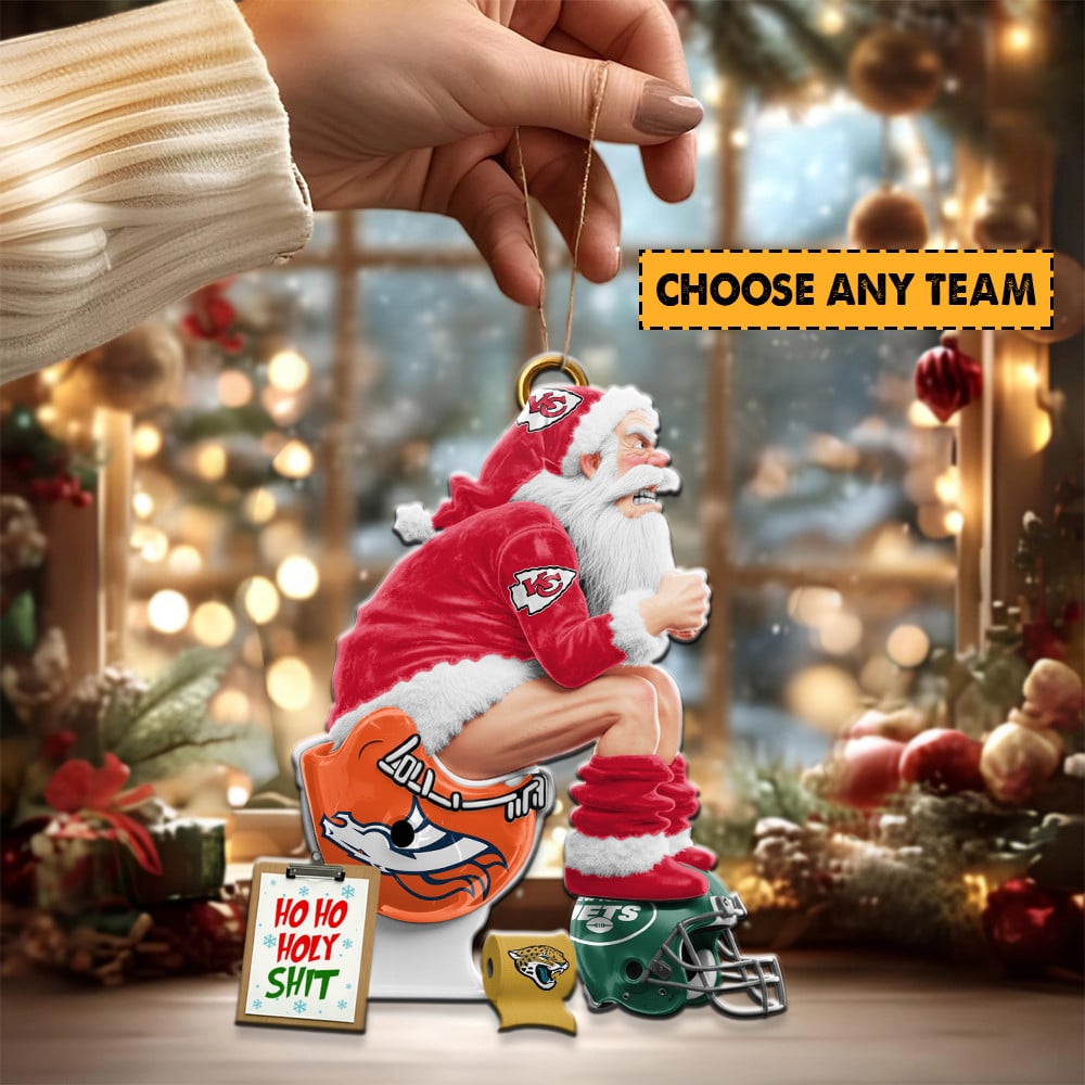 NFL Funny Santa Clause Acrylic Ornament Choose Any Team You Love Gift