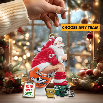 NFL Funny Santa Clause Acrylic Ornament Choose Any Team You Love Gift