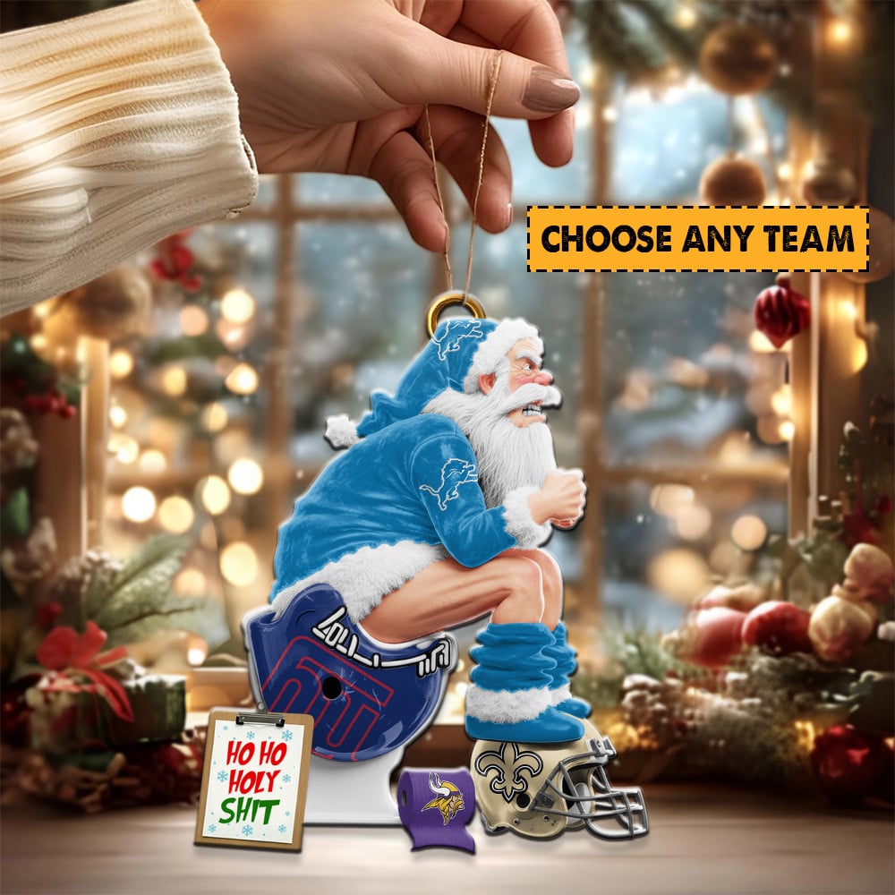 NFL Funny Santa Clause Acrylic Ornament Choose Any Team You Love Gift