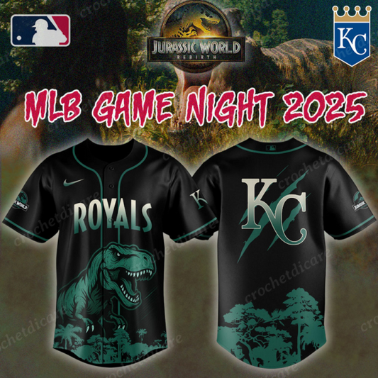 MLB Kansas City Royals Collab Jurassic World Baseall Jersey