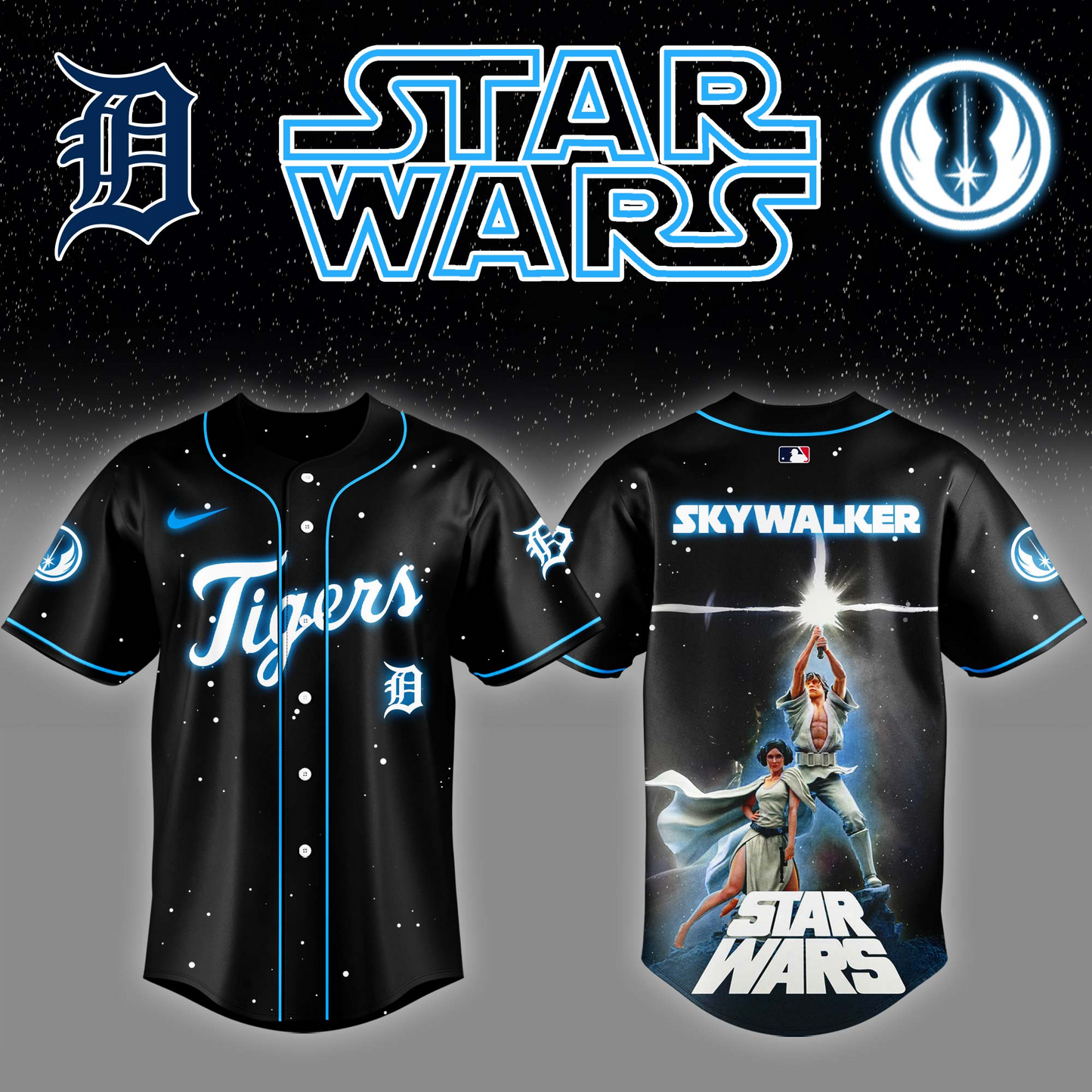 Detroit Tigers x Stars Wars Luke Skywalker Game Night Baseball Jersey Editions Limited