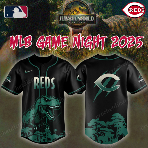 MLB Cincinnati Reds Collab Jurassic World Baseall Jersey