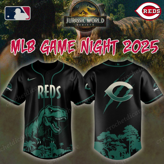 MLB Cincinnati Reds Collab Jurassic World Baseall Jersey