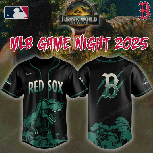 MLB Boston Red Sox Collab Jurassic World Baseall Jersey