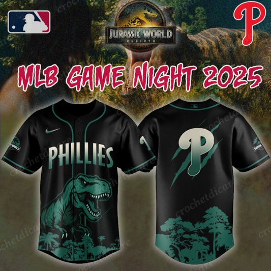MLB Philadelphia Phillies Collab Jurassic World Baseall Jersey