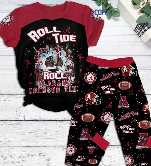 Alabama Crimson Tide Roll Tide Roll Fleece Pajamas Set - 503HL- PJ066