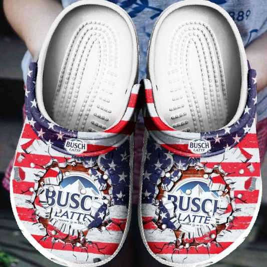 Busch Latte America Flag Busch Light Beer Clog Shoes  - 503HL- CR138