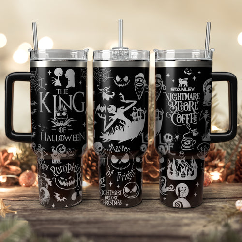 The King Of Halloween Nightmare Christmas Engraved Stanley 40oz Tumbler