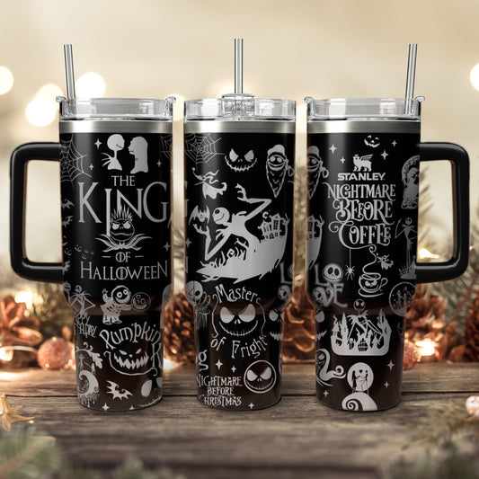 The King Of Halloween Nightmare Christmas Engraved Stanley 40oz Tumbler