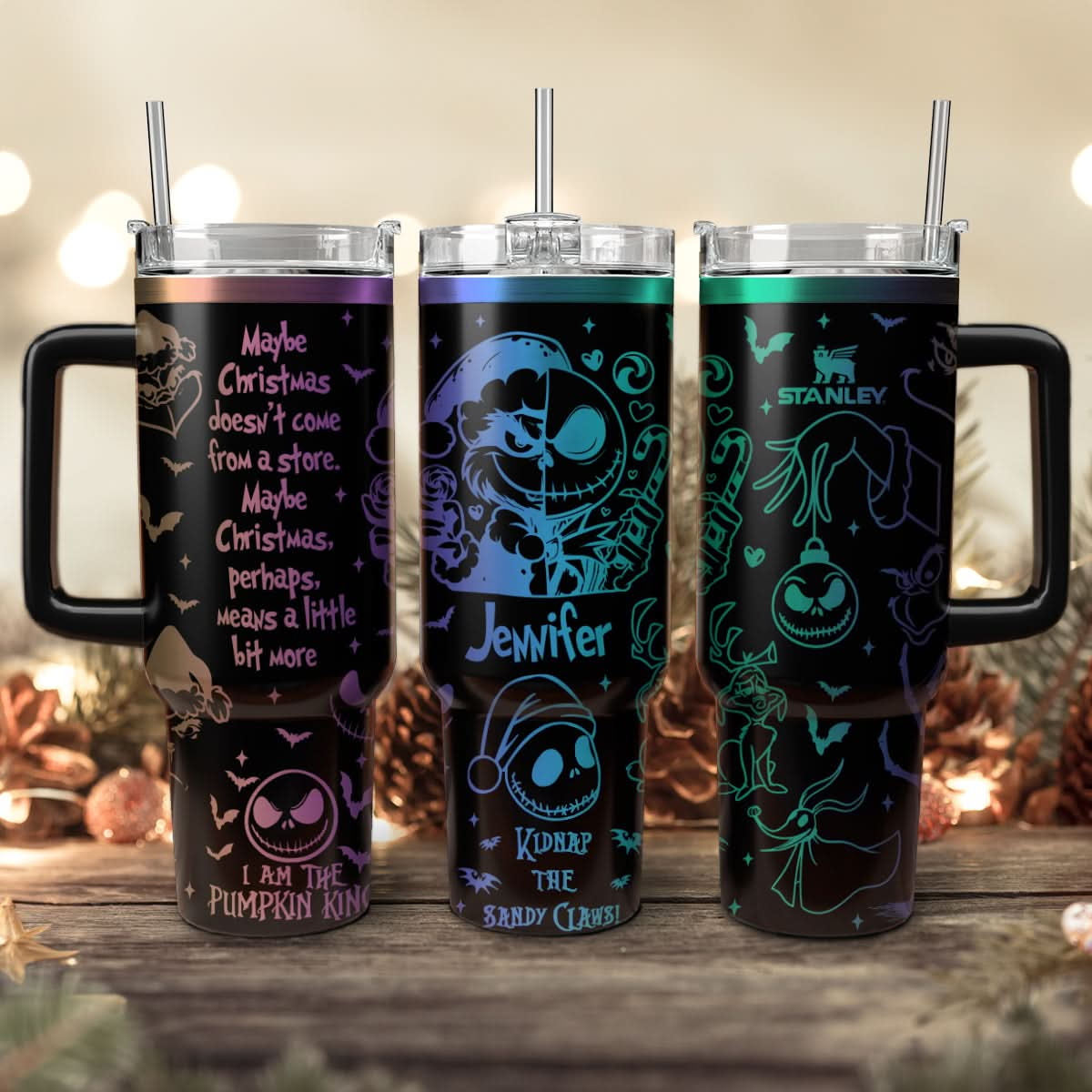 Couple Custom The Nightmare Before Christmas and Grinch Christmas 40oz Tumbler - 410QAHNTB017