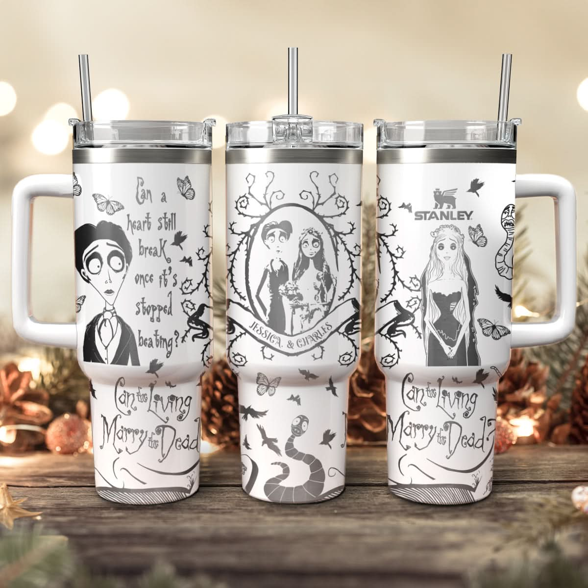 Custom Name Couple Corpse Bride Halloween 40oz Tumbler - 409HLHNTB159