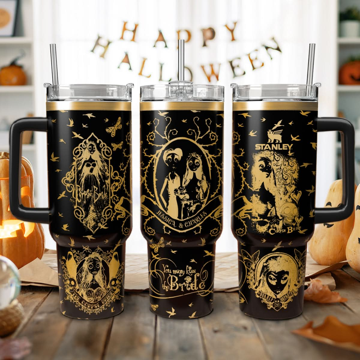 Custom Couple Corpse Bride Halloween 40oz Tumbler - 409HLHNTB164