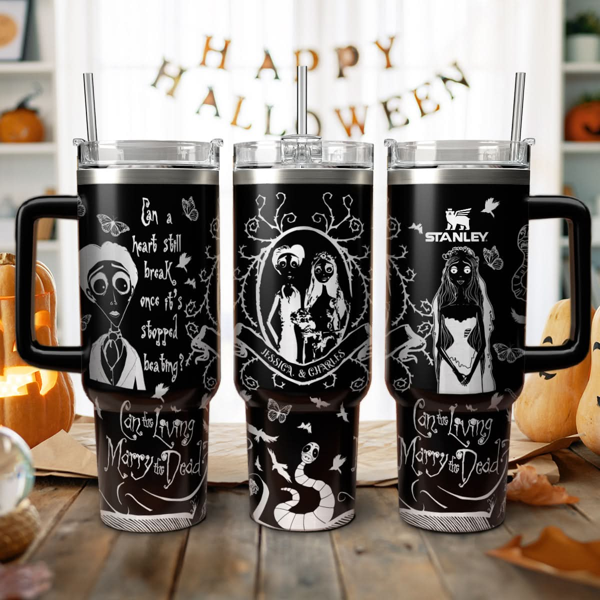 Custom Name Couple Corpse Bride Halloween 40oz Tumbler - 409HLHNTB159