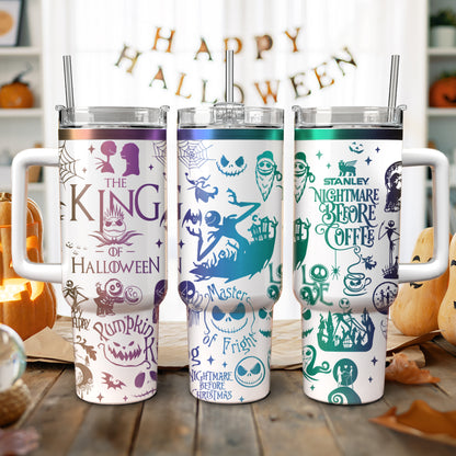 The King Of Halloween Nightmare Christmas Engraved Stanley 40oz Tumbler