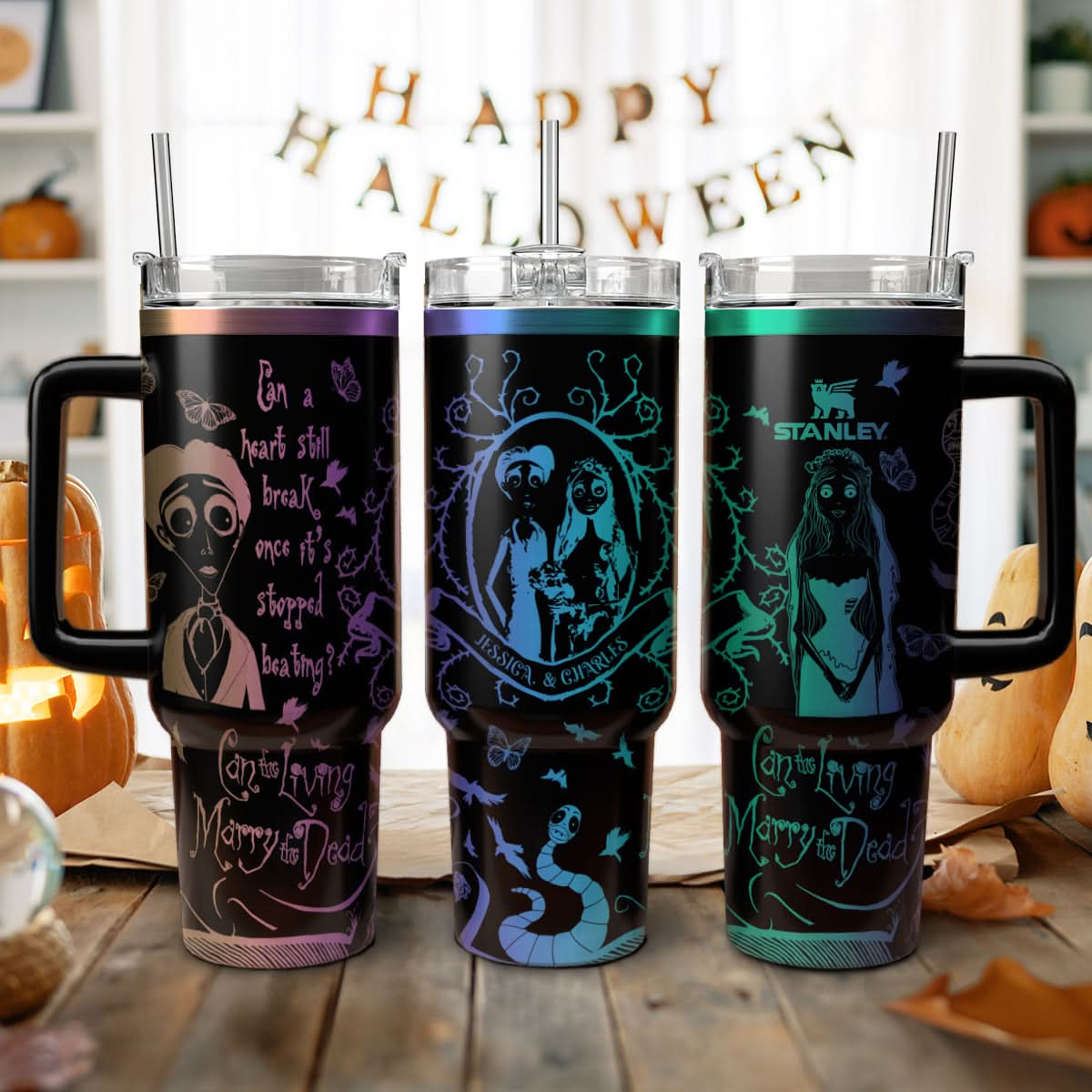 Custom Name Couple Corpse Bride Halloween 40oz Tumbler - 409HLHNTB159