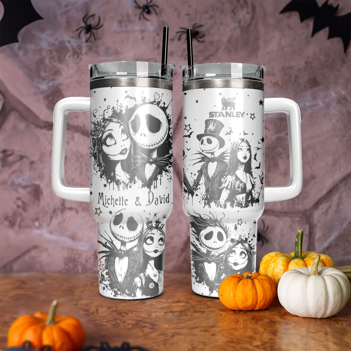 Custom Name Couple Nightmare Before Xmas 40oz Tumbler - 409HLHNTB147