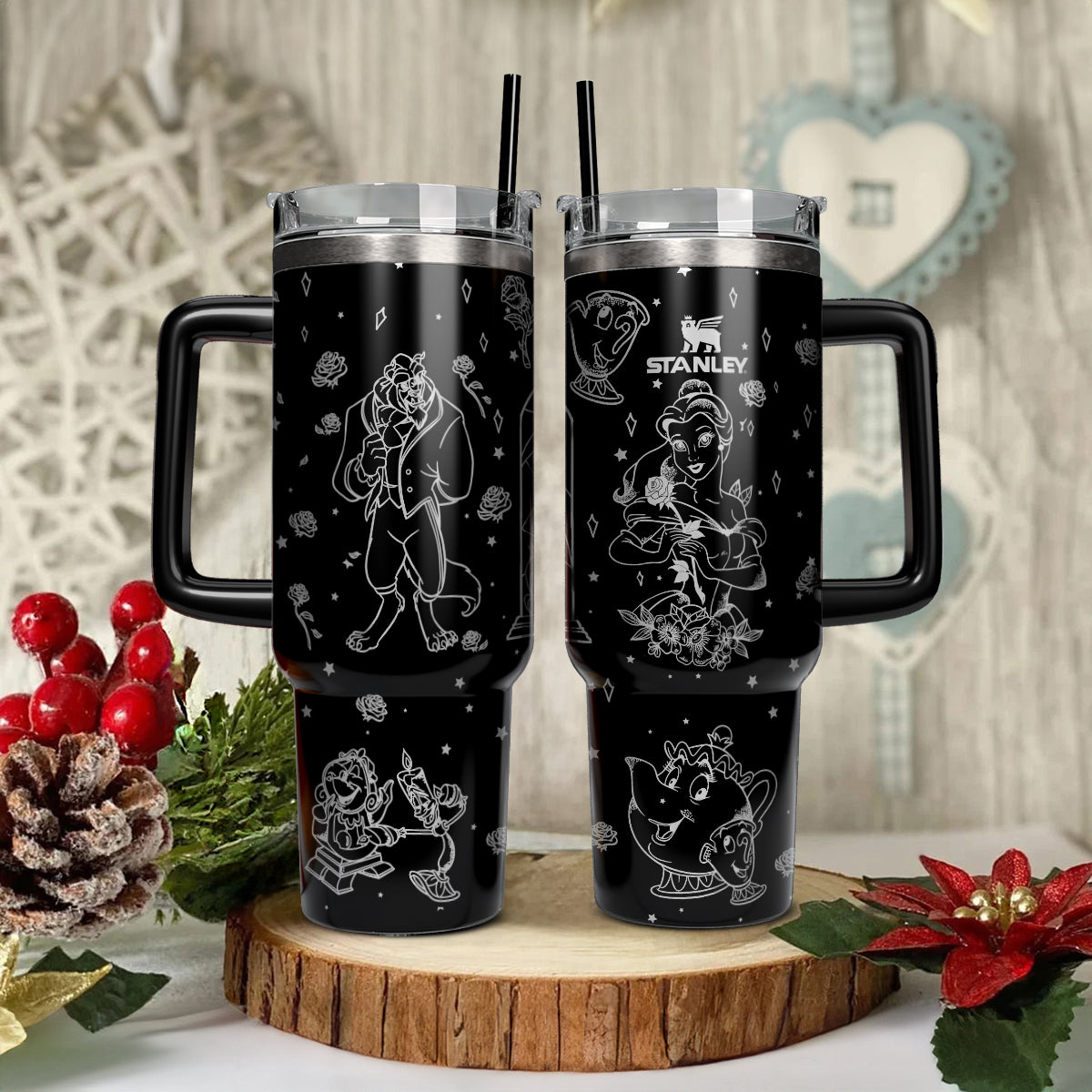 Beauty and the Beast Laser Engraved Tumbler 40 oz - 501HLHNTB041