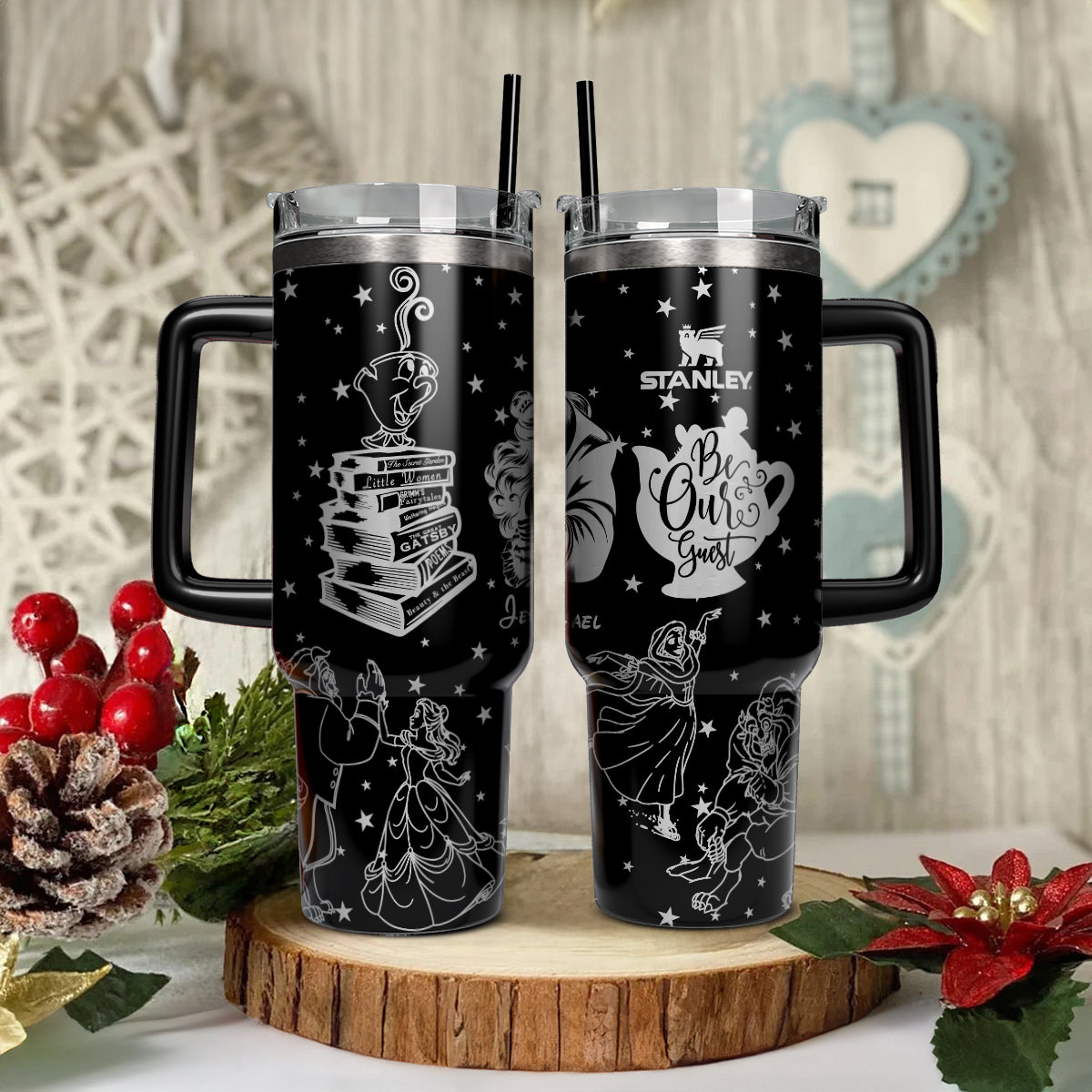 Custom Beauty and the Beast Laser Engraved Tumbler 40 oz - 501HLHNTB042