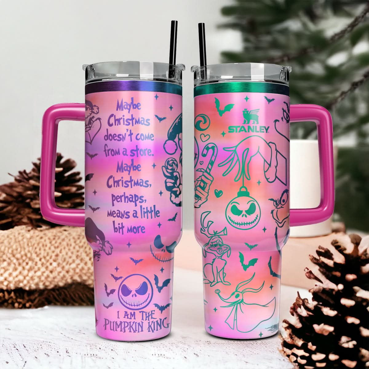 Couple Custom The Nightmare Before Christmas and Grinch Christmas 40oz Tumbler - 410QAHNTB017