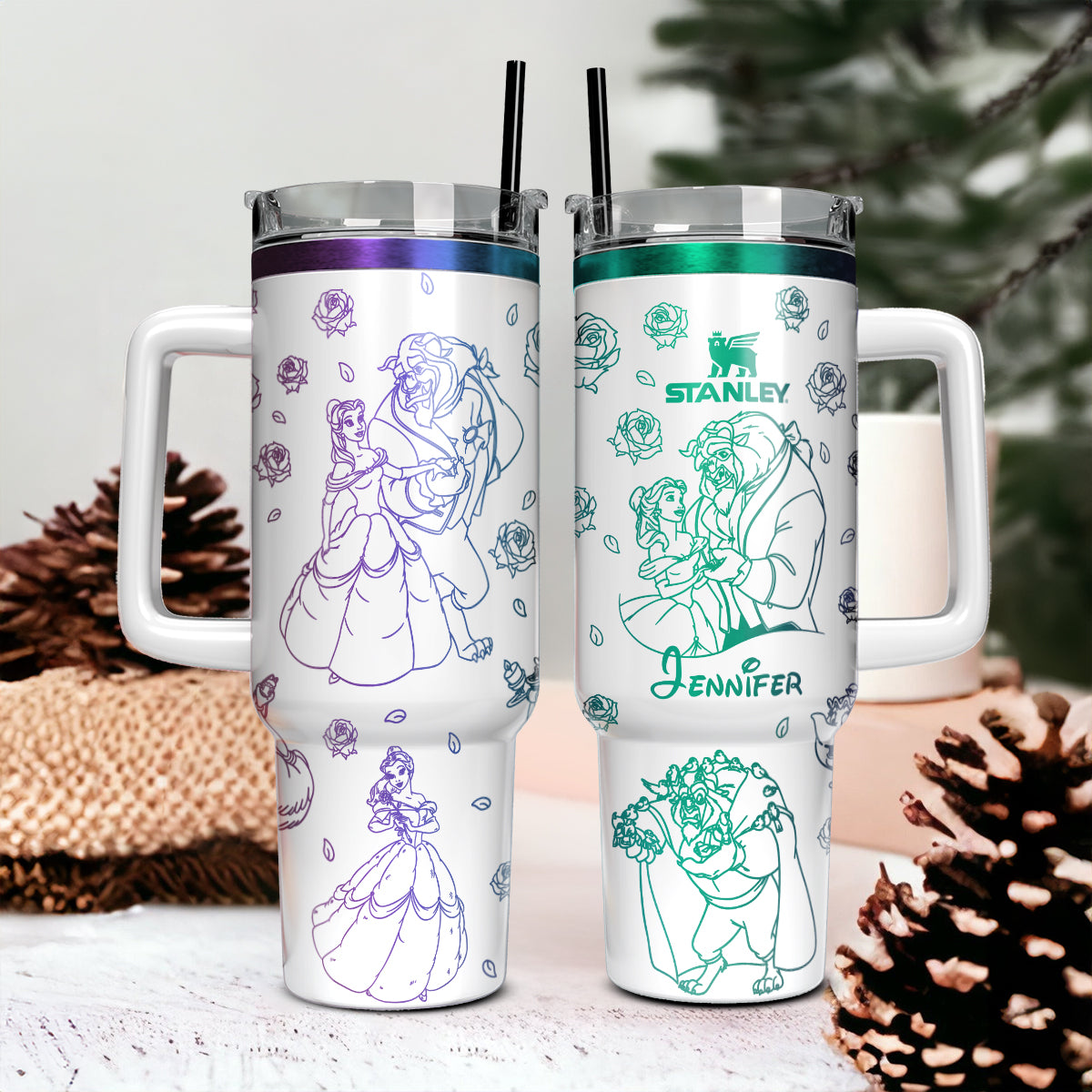 Custom Disney Beauty and the Beast Cute Tumbler 40oz - 501HLHNTB040