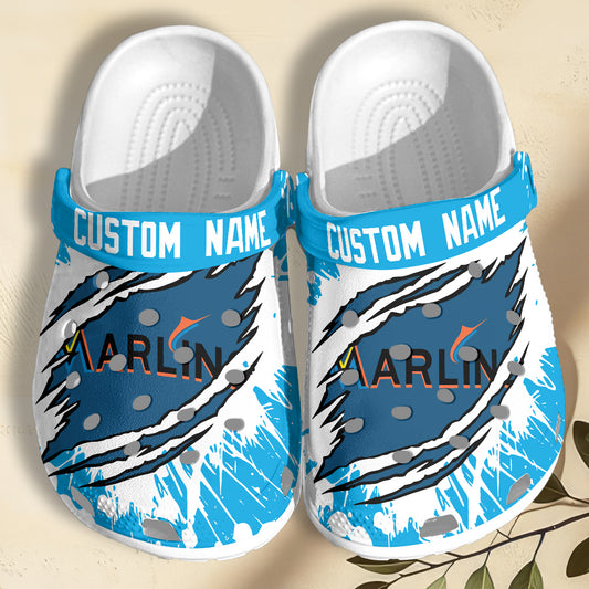 Custom Name Miami Marlins MLB Sport Clogs Shoes  - 503HLHNCR188