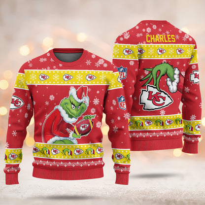 Custom Football Teams Grinch Ugly Sweater - 411QAHNUS002