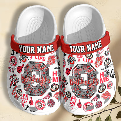 Custom Name Ohio State Buckeyes Ncaa Sport Clogs Shoes - 502HLHNCR064