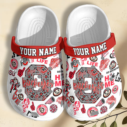 Custom Name Ohio State Buckeyes Ncaa Sport Clogs Shoes - 502HLHNCR064