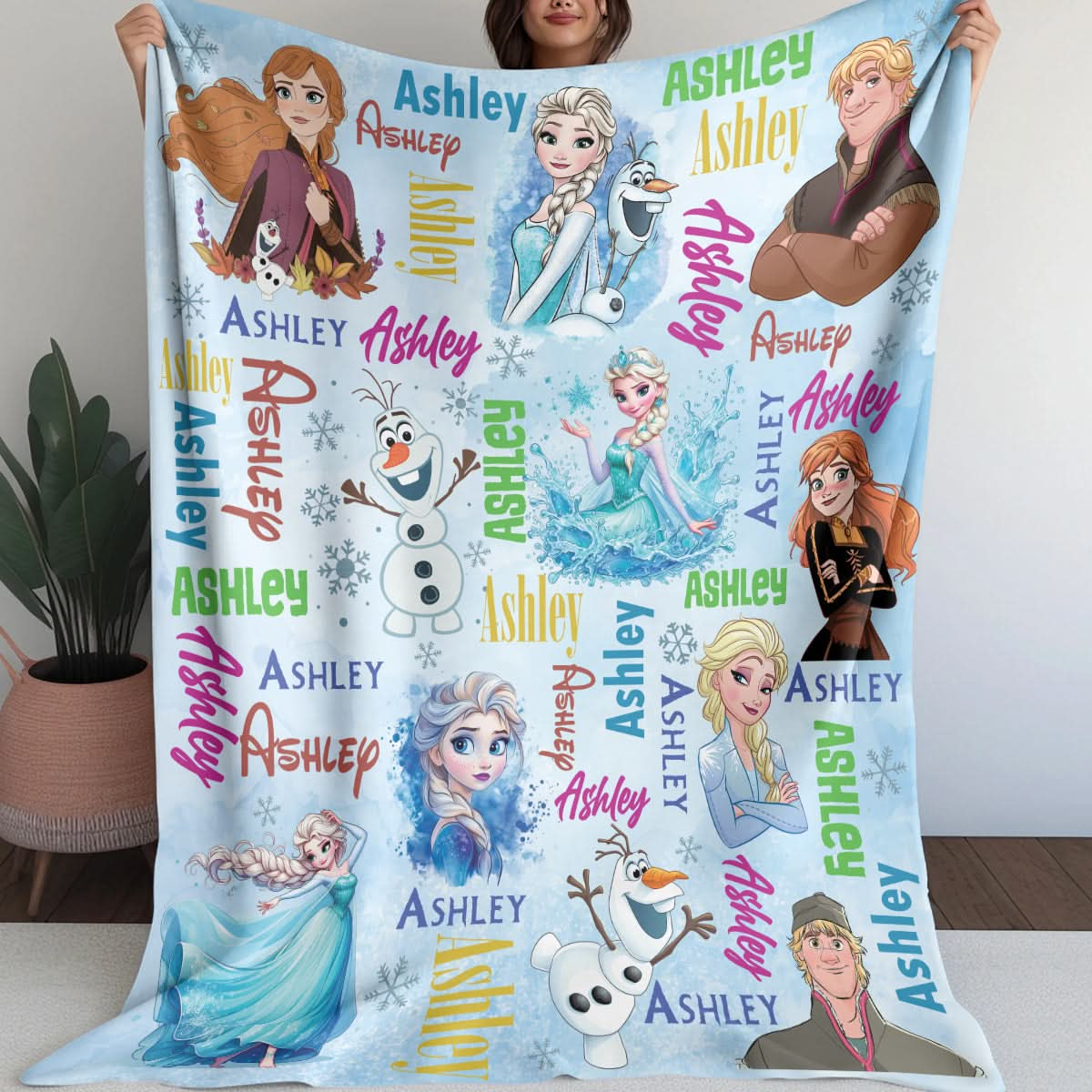 Custom Characters in Frozen Movie Blanket - 410TTHNBL001