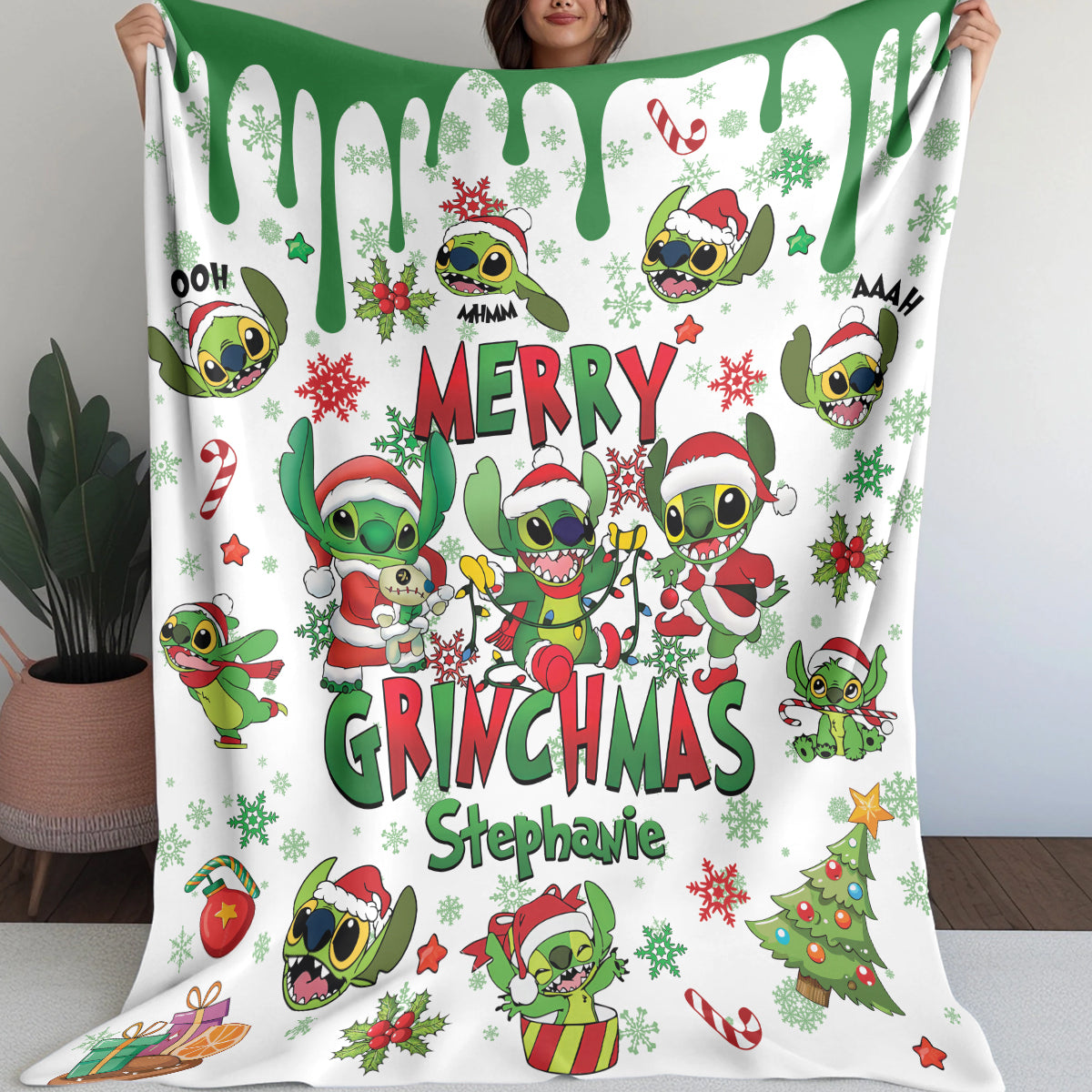 Custom Stitch Grinch Blanket - 410TTHNBL004