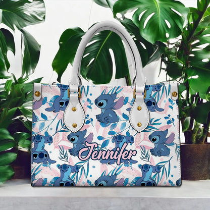 Custom Name Stitch Leather Handbag Gift For Women – 503HLHNHB040