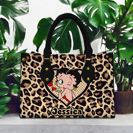 Custom Name Betty Boop Leopard Leather Handbag Gift For Women – 503HLHNHB113