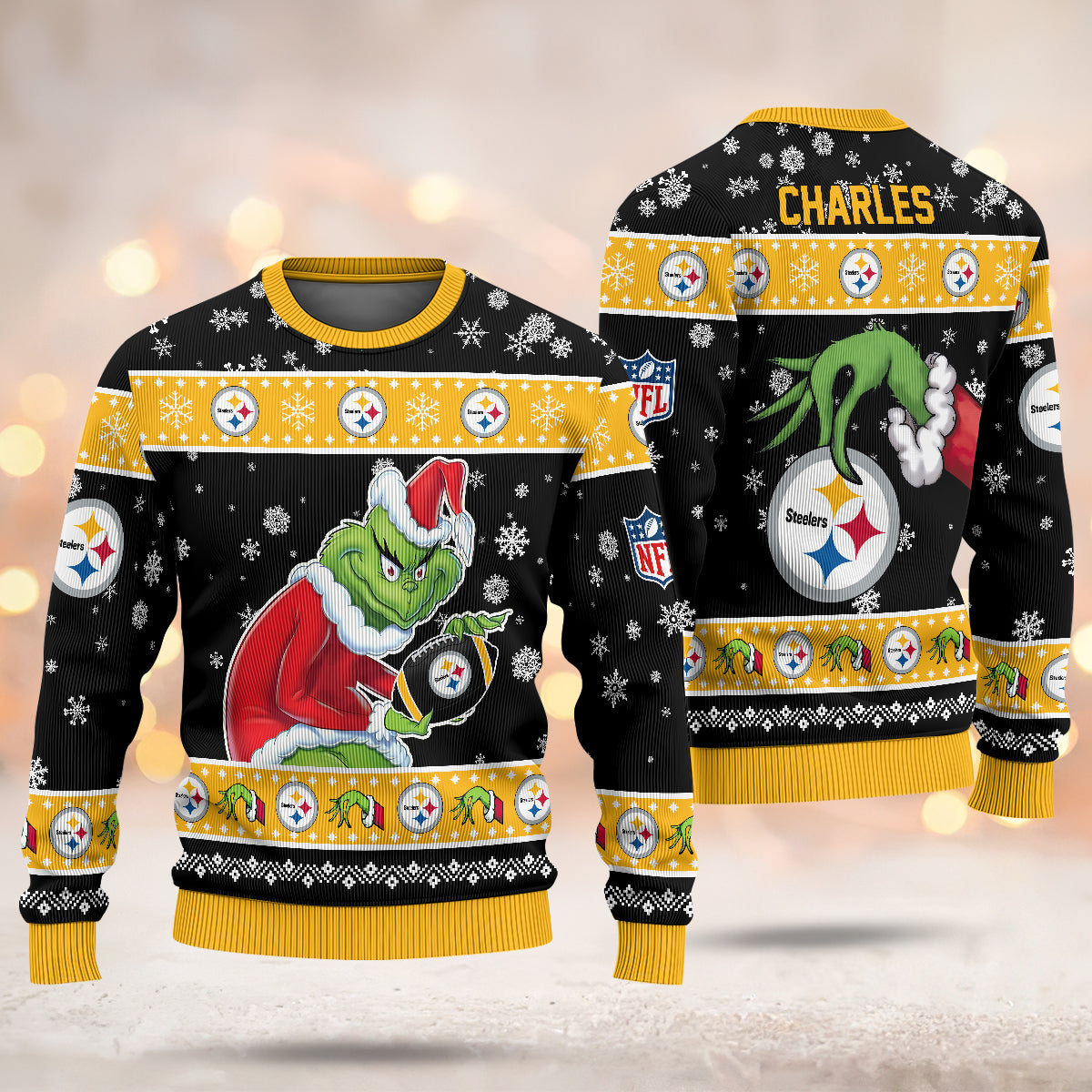 Custom Football Teams Grinch Ugly Sweater - 411QAHNUS002