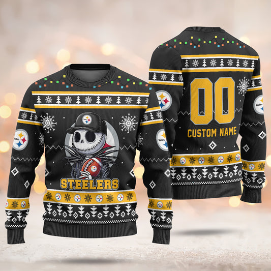 Custom Football Teams Nightmare Before Christmas Jack Skellington Ugly Sweater - 411QAHNUS003