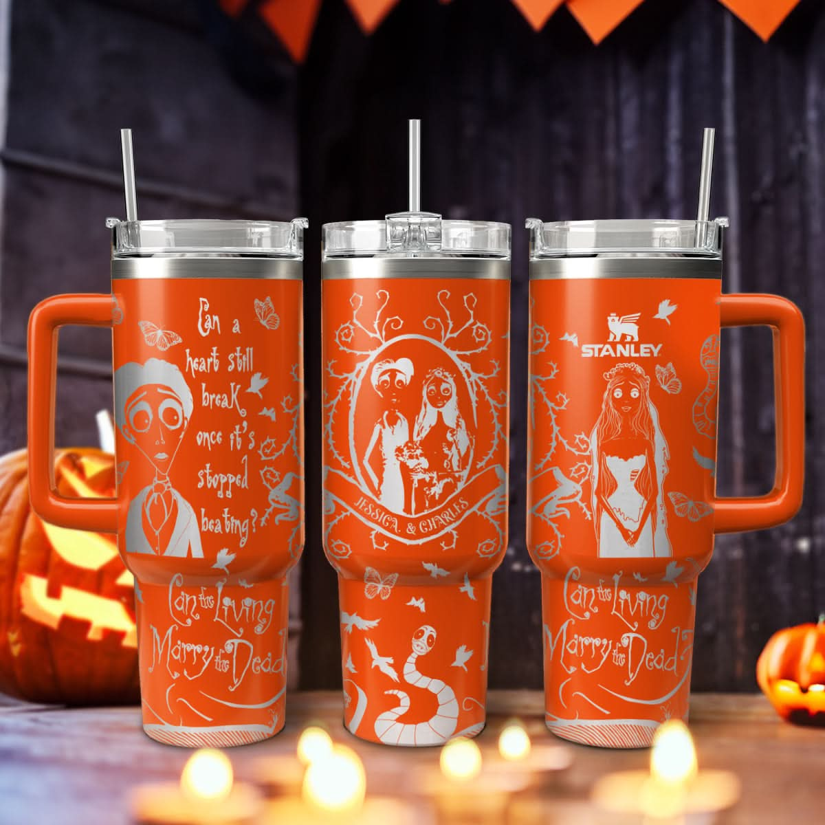 Custom Name Couple Corpse Bride Halloween 40oz Tumbler - 409HLHNTB159